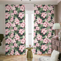 Pink Hibiscus Flower Camouflage Print Dimout Pencil Pleat Curtains