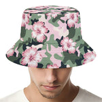 Pink Hibiscus Flower Camouflage Print Bucket Hat