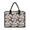Pink Hibiscus Flower Camouflage Print Canvas Tote Bag