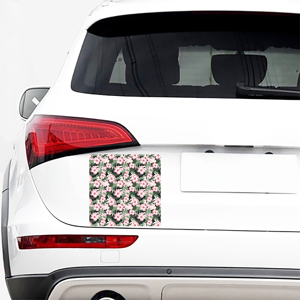 Pink Hibiscus Flower Camouflage Print Car Sticker