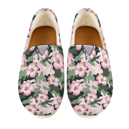 Pink Hibiscus Flower Camouflage Print Casual Shoes