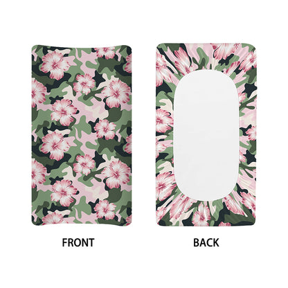 Pink Hibiscus Flower Camouflage Print Changing Pad Cover