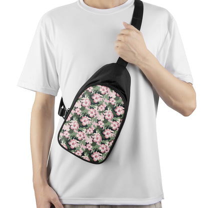 Pink Hibiscus Flower Camouflage Print Chest Bag