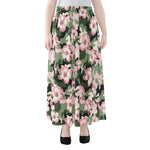 Pink Hibiscus Flower Camouflage Print Chiffon Maxi Skirt