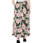 Pink Hibiscus Flower Camouflage Print Chiffon Maxi Skirt
