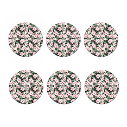 Pink Hibiscus Flower Camouflage Print Coaster Set