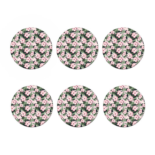 Pink Hibiscus Flower Camouflage Print Coaster Set