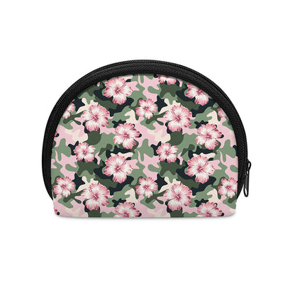 Pink Hibiscus Flower Camouflage Print Coin Purse