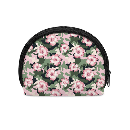 Pink Hibiscus Flower Camouflage Print Coin Purse