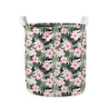 Pink Hibiscus Flower Camouflage Print Collapsible Laundry Basket