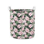 Pink Hibiscus Flower Camouflage Print Collapsible Laundry Basket