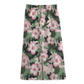 Pink Hibiscus Flower Camouflage Print Cotton Front Slit Maxi Skirt