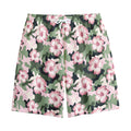 Pink Hibiscus Flower Camouflage Print Cotton Shorts