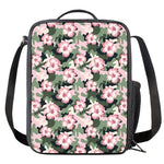 Pink Hibiscus Flower Camouflage Print Crossbody Lunch Bag