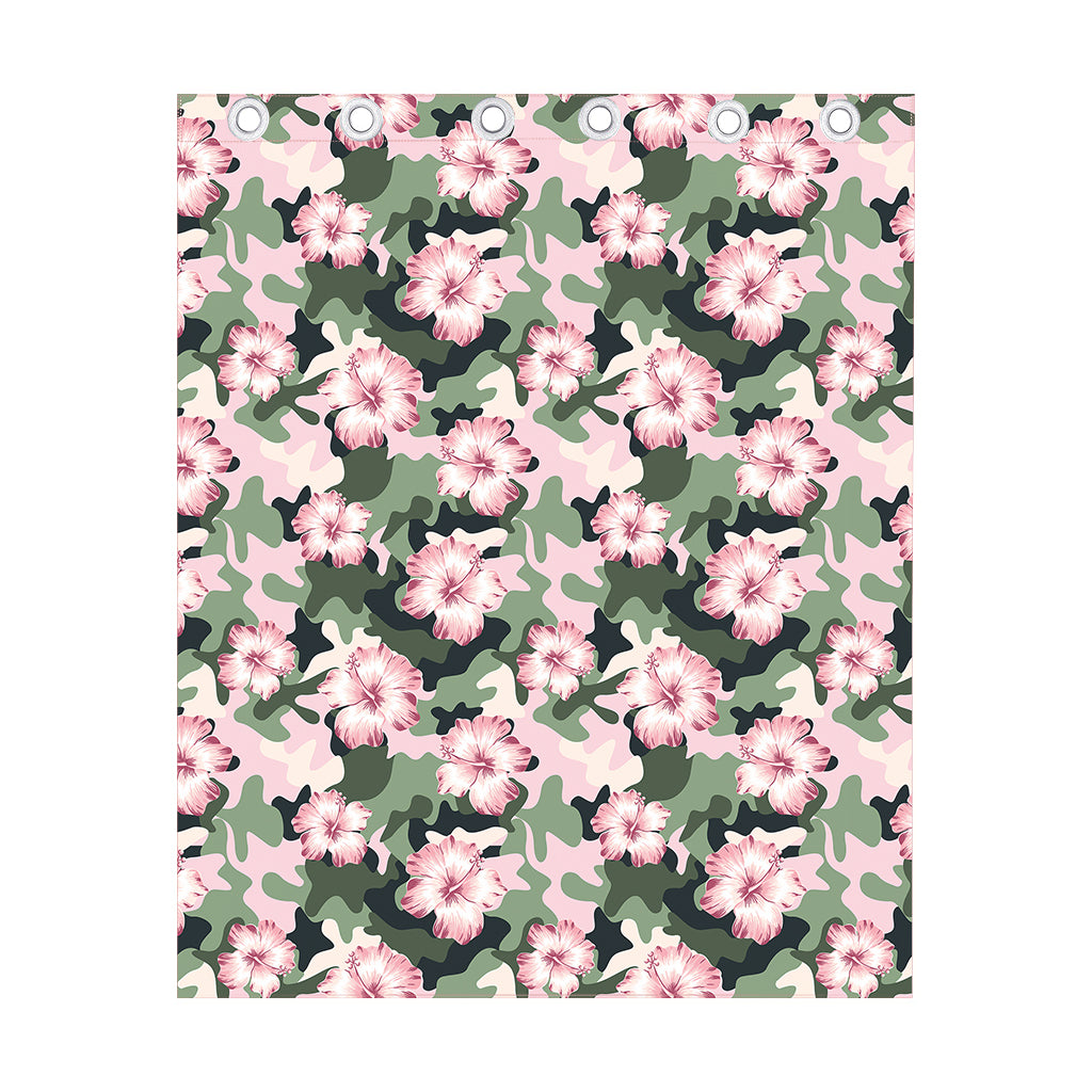 Pink Hibiscus Flower Camouflage Print Curtain