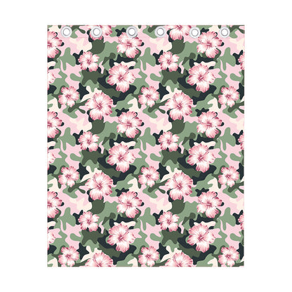 Pink Hibiscus Flower Camouflage Print Curtain