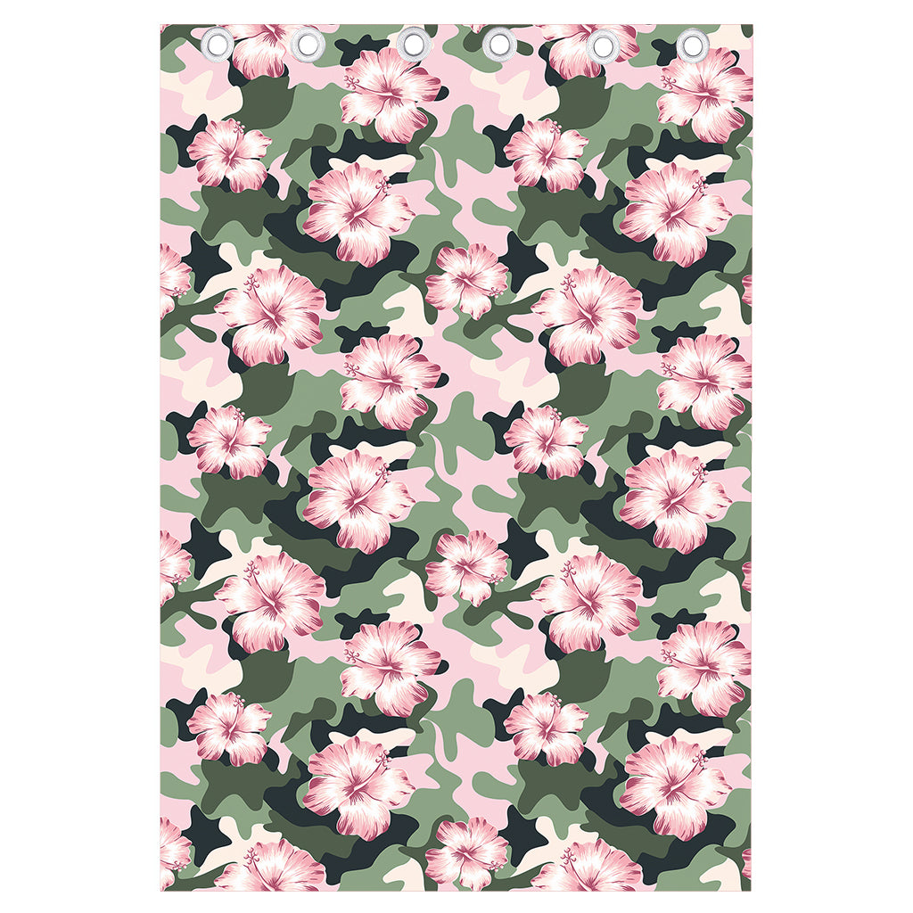 Pink Hibiscus Flower Camouflage Print Curtain
