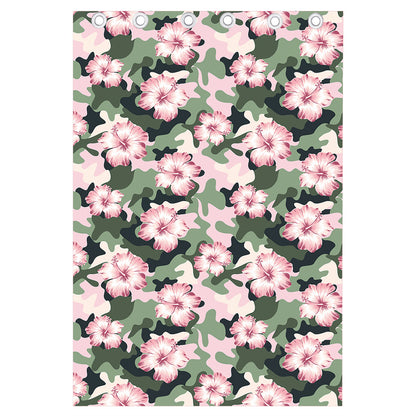 Pink Hibiscus Flower Camouflage Print Curtain