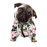 Pink Hibiscus Flower Camouflage Print Dog Zip Up Hoodie