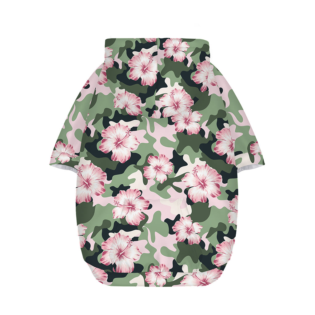 Pink Hibiscus Flower Camouflage Print Dog Zip Up Hoodie