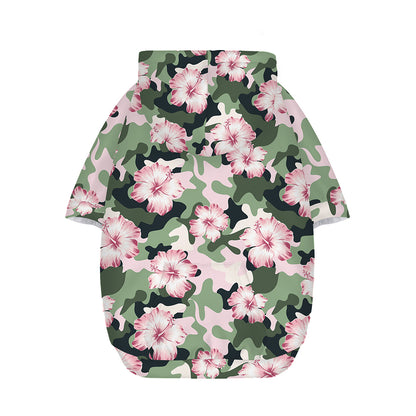 Pink Hibiscus Flower Camouflage Print Dog Zip Up Hoodie