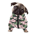 Pink Hibiscus Flower Camouflage Print Dog Zip Up Jacket