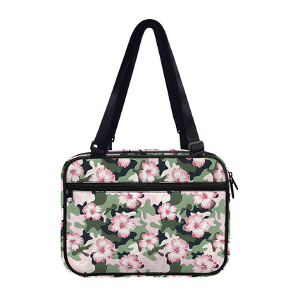 Pink Hibiscus Flower Camouflage Print Double Strap Bible Bag