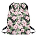 Pink Hibiscus Flower Camouflage Print Drawstring Backpack