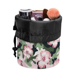 Pink Hibiscus Flower Camouflage Print Drawstring Makeup Bag