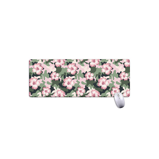 Pink Hibiscus Flower Camouflage Print Extended Mouse Pad