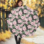 Pink Hibiscus Flower Camouflage Print Foldable Umbrella