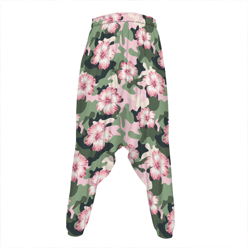 Pink Hibiscus Flower Camouflage Print Hammer Pants