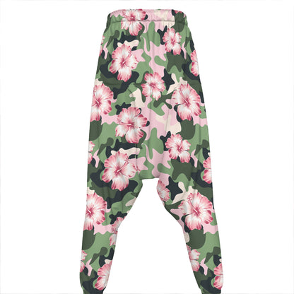 Pink Hibiscus Flower Camouflage Print Hammer Pants