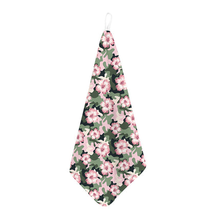 Pink Hibiscus Flower Camouflage Print Hand Towel