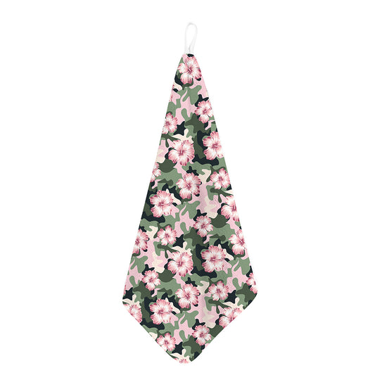 Pink Hibiscus Flower Camouflage Print Hand Towel