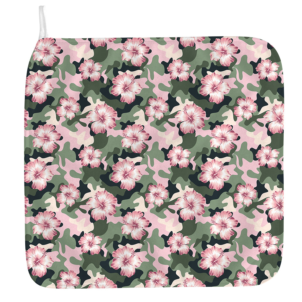 Pink Hibiscus Flower Camouflage Print Hand Towel