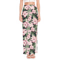 Pink Hibiscus Flower Camouflage Print High Slit Maxi Skirt