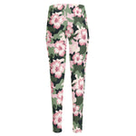 Pink Hibiscus Flower Camouflage Print High-Waisted Pocket Leggings
