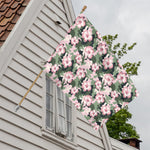 Pink Hibiscus Flower Camouflage Print House Flag