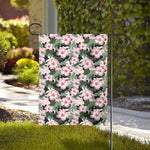 Pink Hibiscus Flower Camouflage Print House Flag