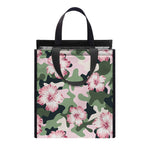 Pink Hibiscus Flower Camouflage Print Insulated Lunch Tote