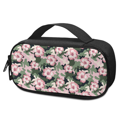 Pink Hibiscus Flower Camouflage Print Insulin Cooler Travel Case
