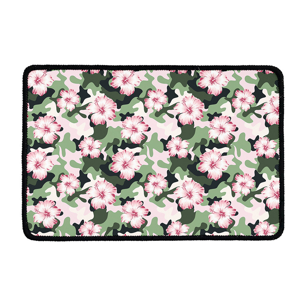Pink Hibiscus Flower Camouflage Print Kitchen Mat