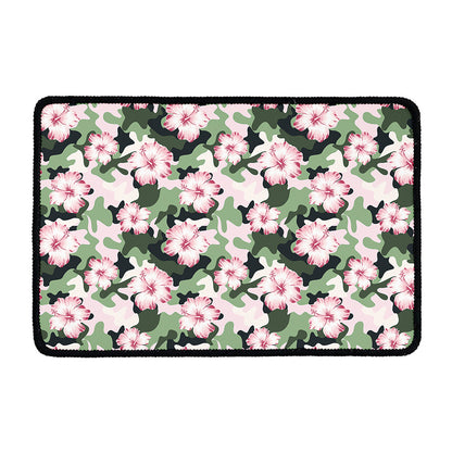 Pink Hibiscus Flower Camouflage Print Kitchen Mat