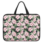 Pink Hibiscus Flower Camouflage Print Laptop Sleeve With Handle