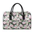 Pink Hibiscus Flower Camouflage Print Leather Duffel Bag