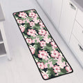 Pink Hibiscus Flower Camouflage Print Long Kitchen Mat