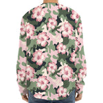 Pink Hibiscus Flower Camouflage Print Long Sleeve Baseball Jersey