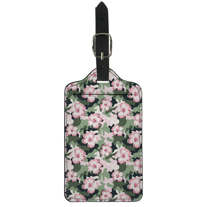 Pink Hibiscus Flower Camouflage Print Luggage Tag