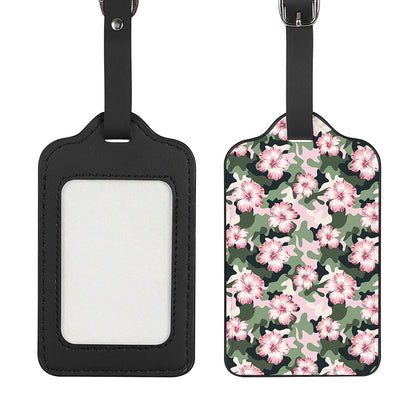Pink Hibiscus Flower Camouflage Print Luggage Tag